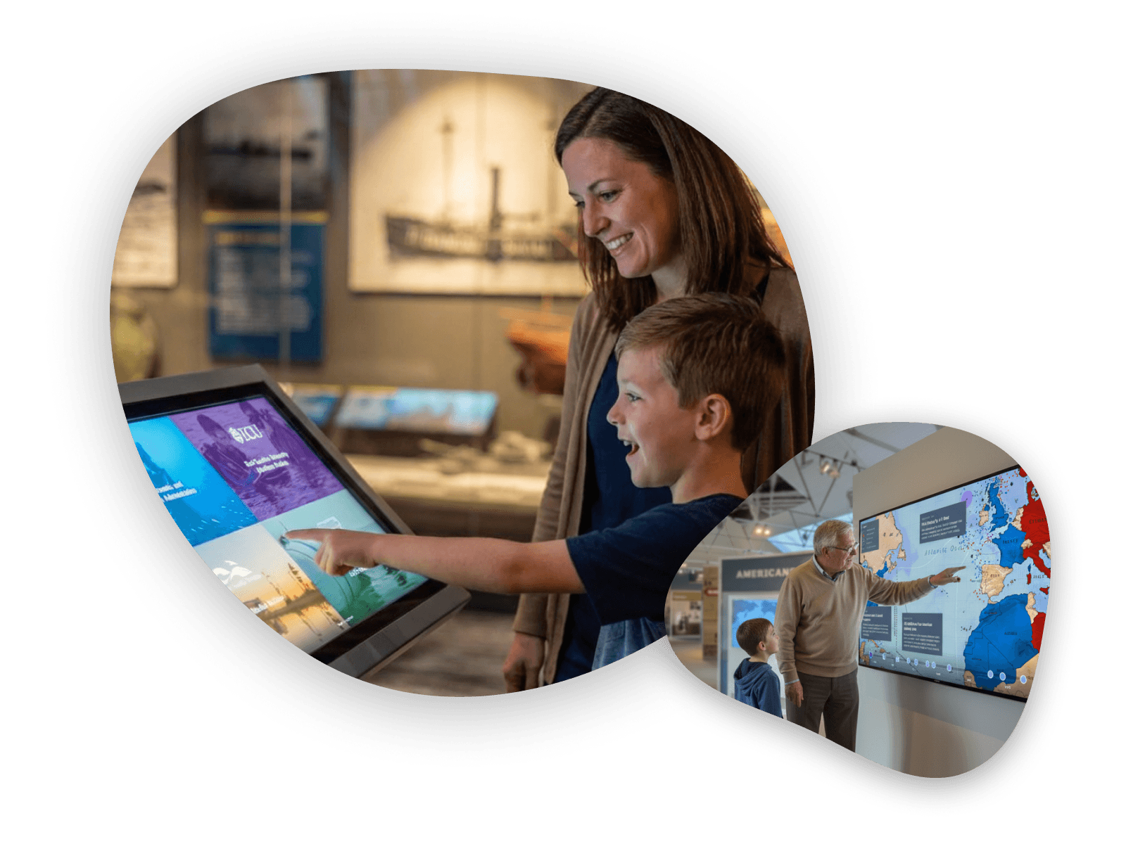 Zibit editor on a large display—build touch and multiscreen experiences for exhibits and kiosks