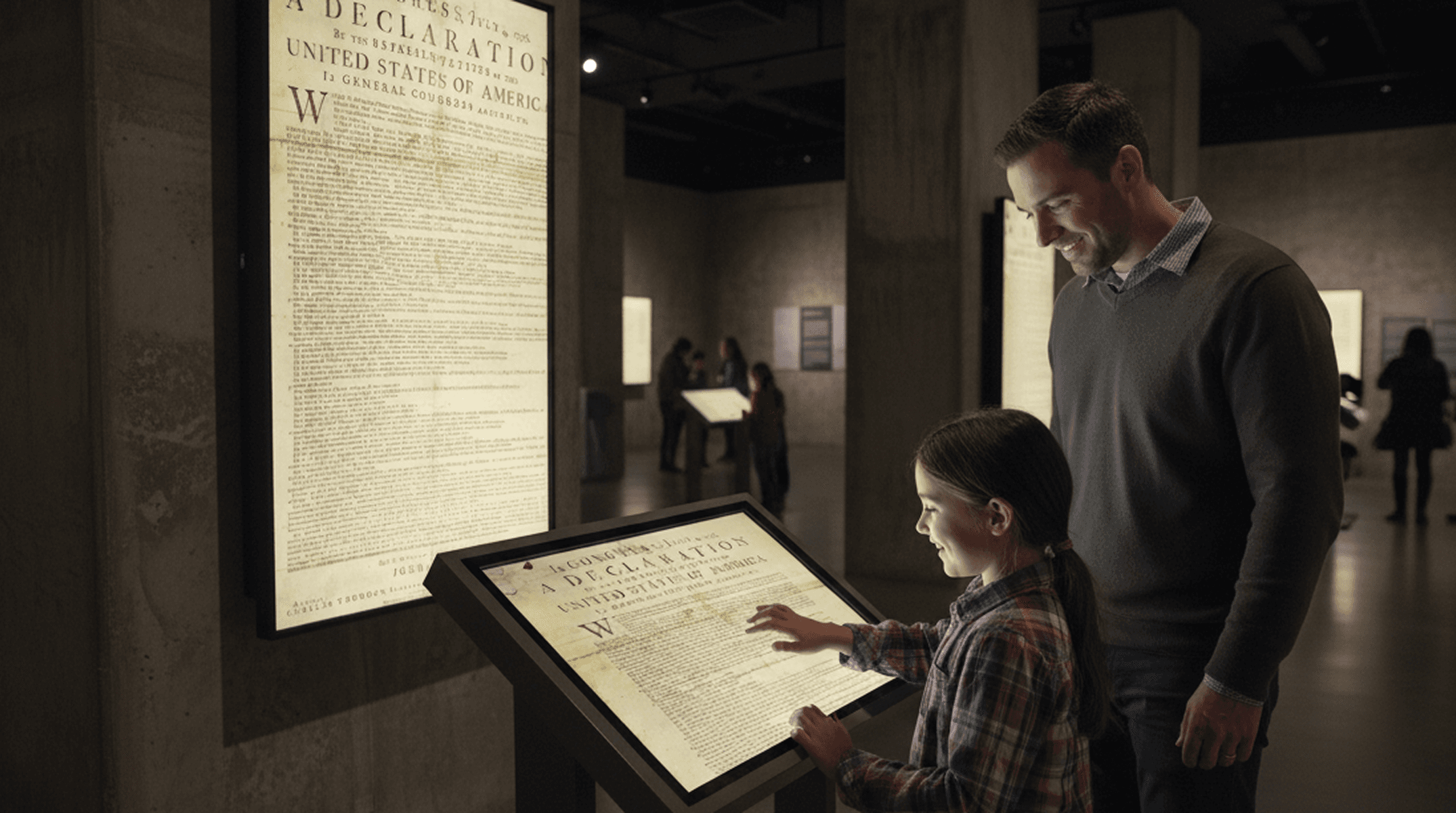 Thomas Jefferson Memorial multi-screen digital exhibits in the museum